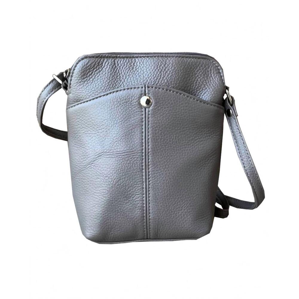 NEW ROMA LEATHERS women's leather mini shoulder bag in gray